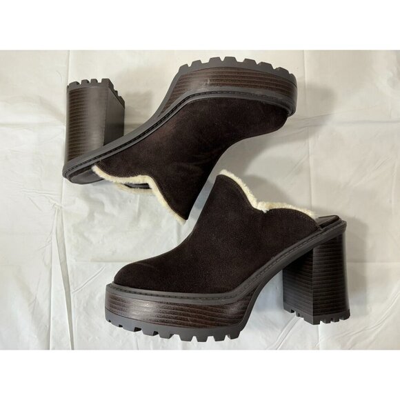 JustFab Alec Block Heeled Mule Slip On Chunky Shoe Brown Size 9 - Picture 8 of 13